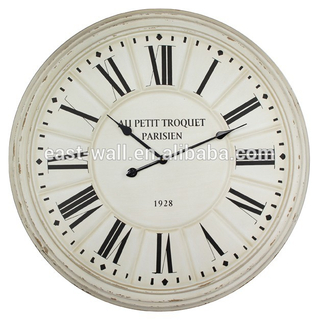 European Style Rustic Oval Large Roman Numeral MDF Large Wall Clocks Image
