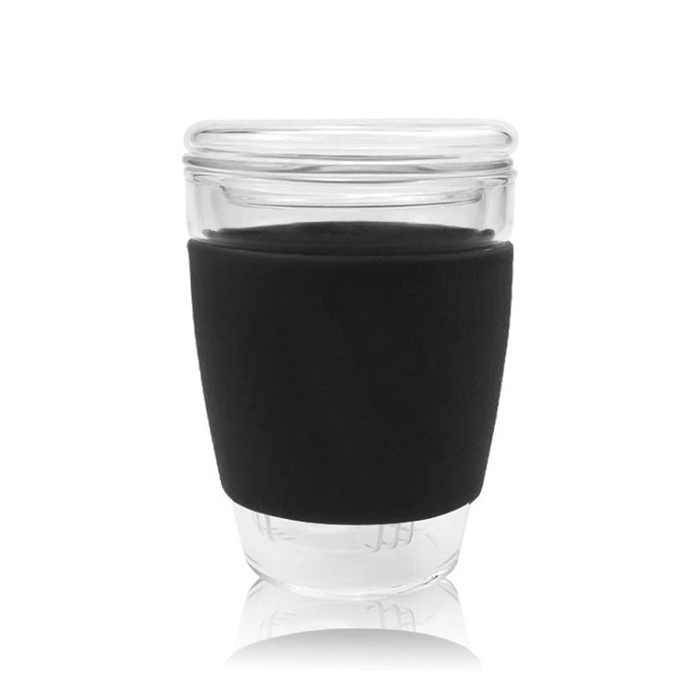  350ml Custom Borosilicate Glass Coffee Cup with Silicone Sleeve