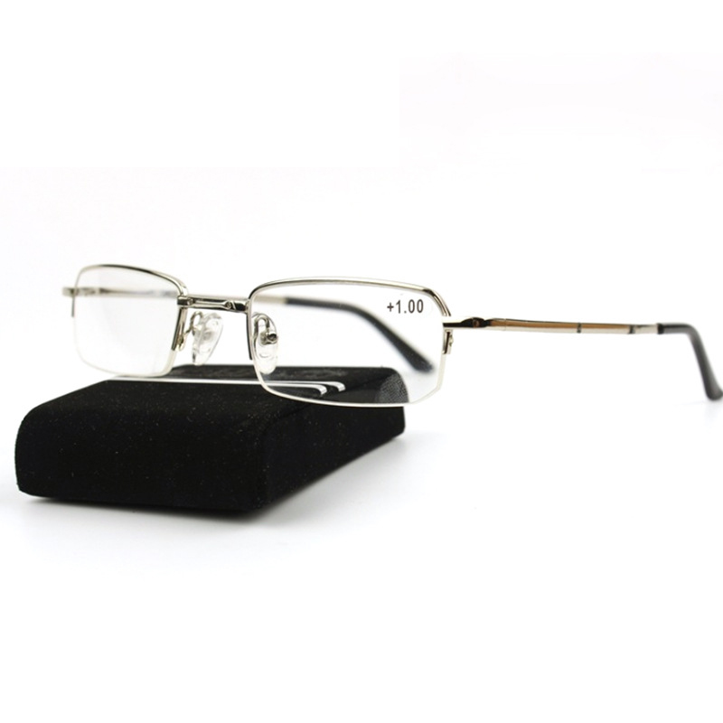 Unisex Folding Metal Reading Glasses Presbyopia Eyeglasses Includes Glasses Case
