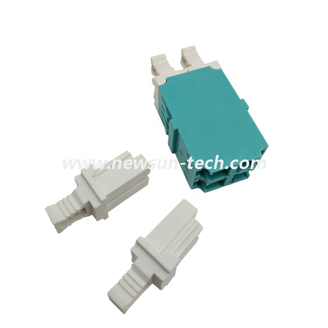 New LC Quad Double Deck 4 Port SM 4 Core UPC OM3 OM4 Fiber Optic Adapter