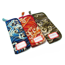 Chinese style cloth glasses bag with zipper