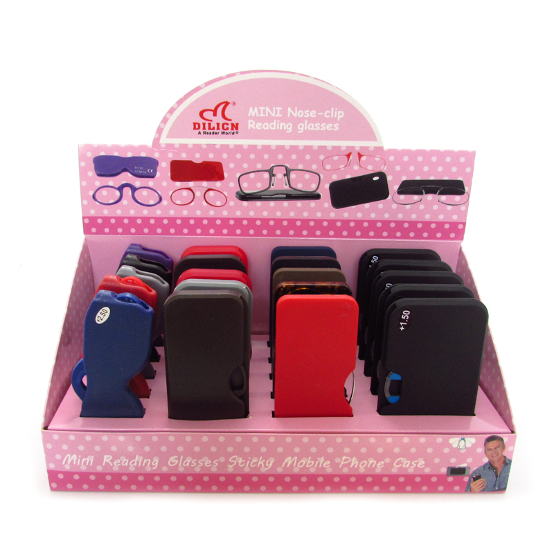 Display box for nose clip reading glasses