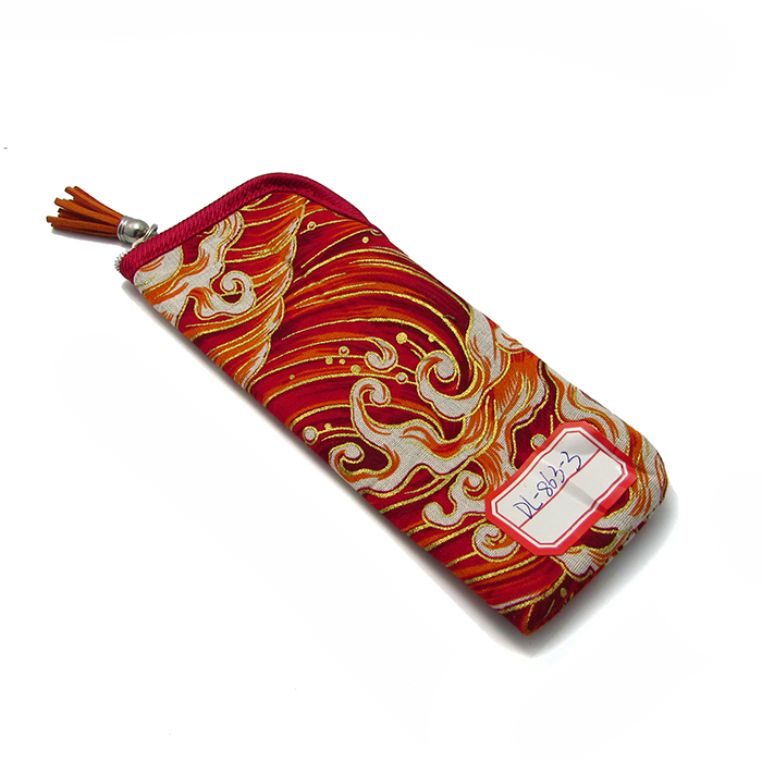 Chinese style cloth glasses bag with zipper