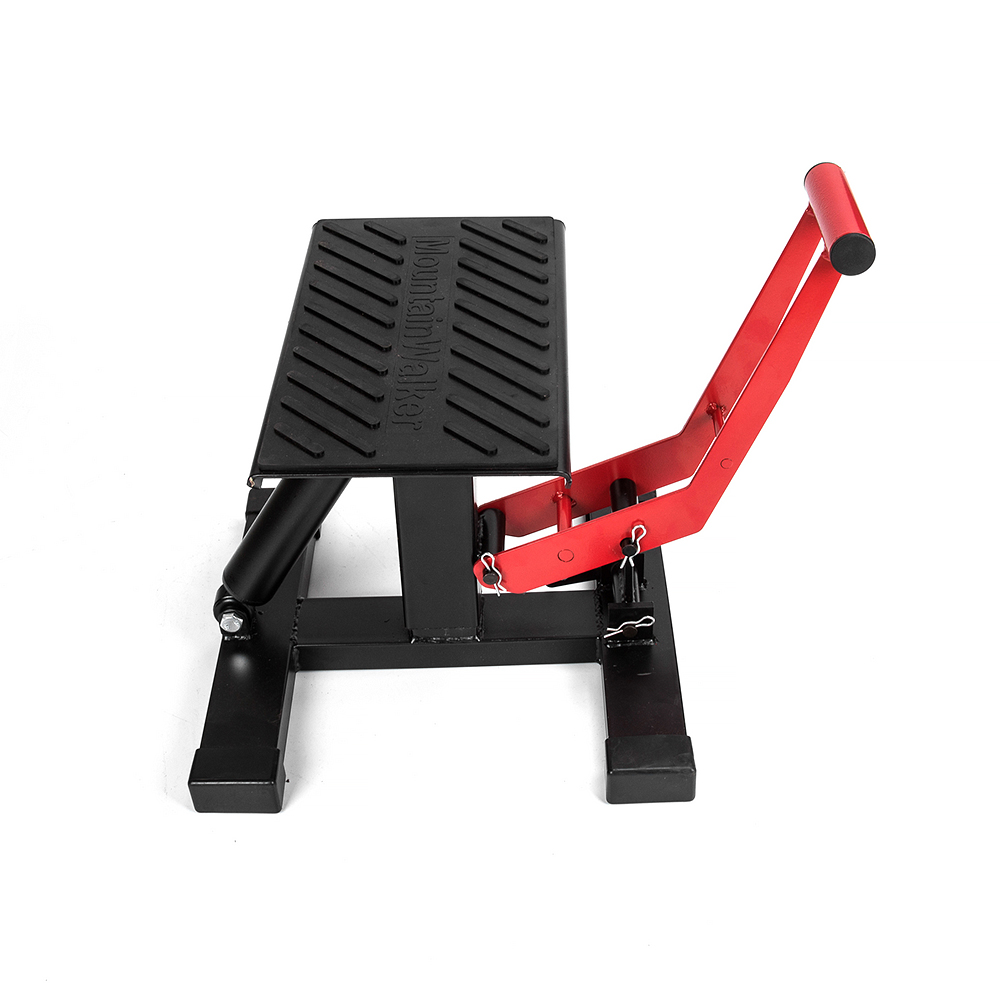 油圧バイクダートバイクジャック修理プラットフォームの高さ黒と赤の調整可能なテーブルリフトスタンド