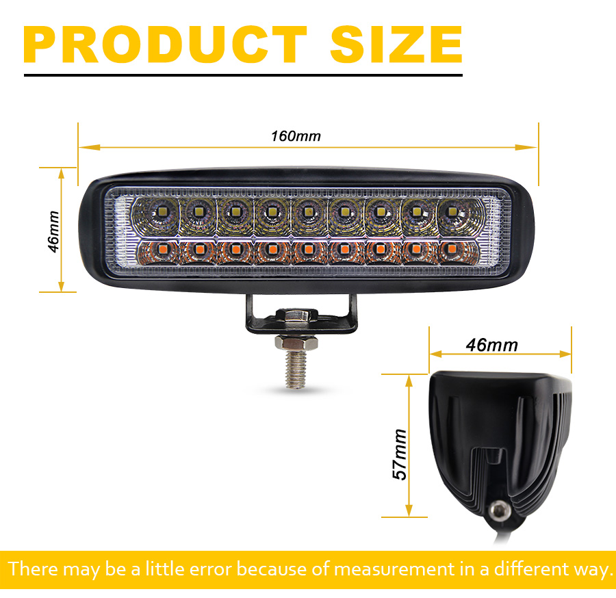 6 inch dual -color square marine,automotive led work lights, automotive auxiliary lights.JG-921S size