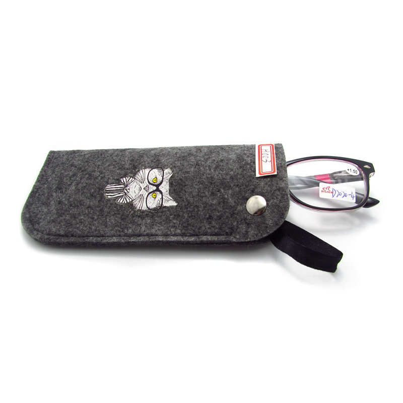 Felt cloth glasses pouch with snap fastener