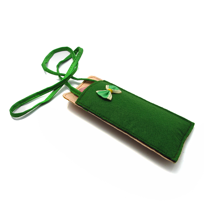 Soft felt pouch case for adult reading glasses bag with strap