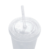 16oz Transparent Colored Double Wall Plastic Juice Cups with Straw