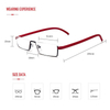 Metal half-frame reading glasses with case