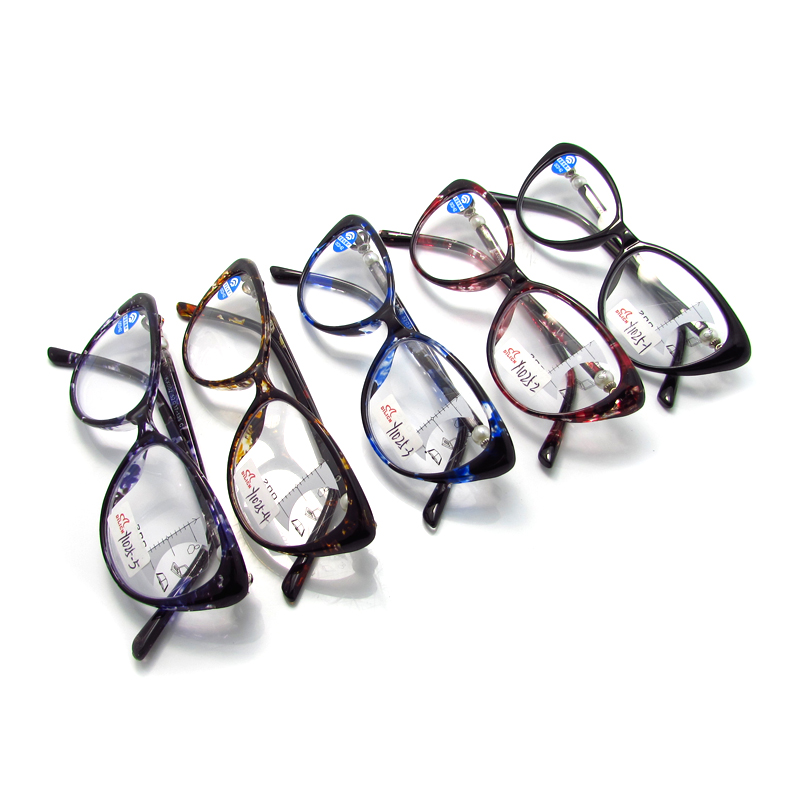 Progressive multifocus TR90 cat eye reading glasses with anti blue light