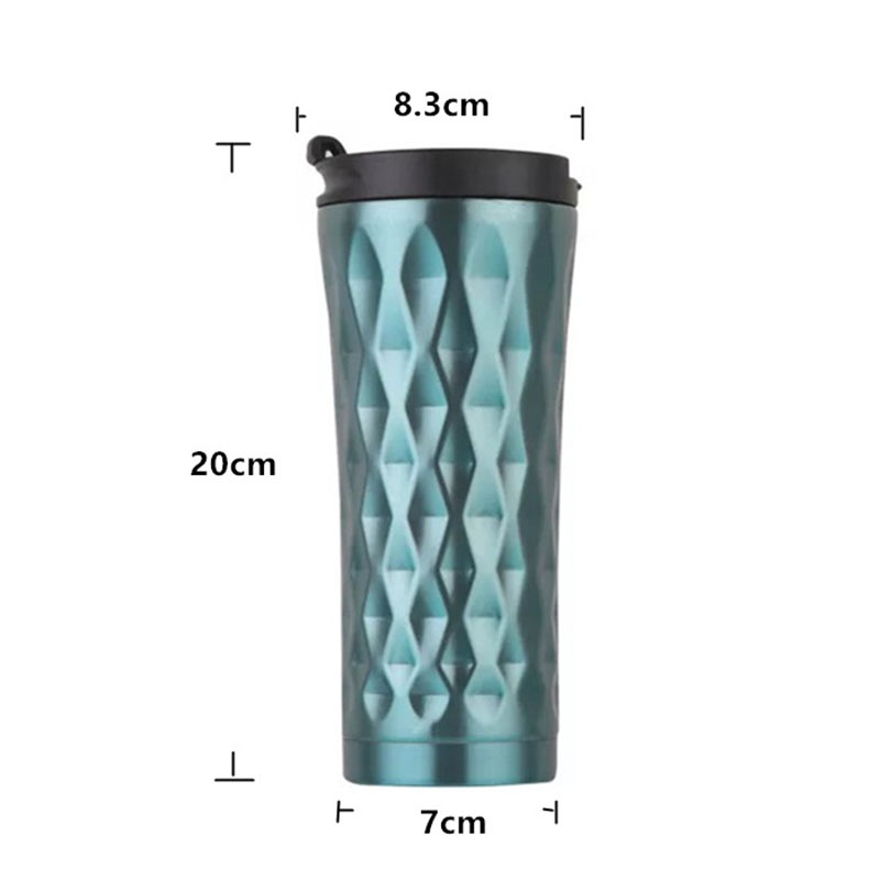 500ml Business Stainless Steel Cup with Lid Double Wall Vacuum Diamond Insulated Water Bottle 