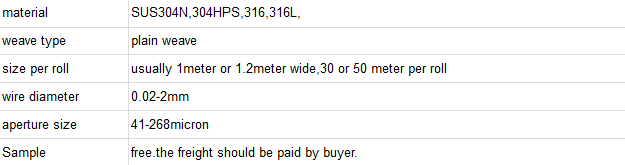 Plain Weave Stainless Steel Wire Mesh 