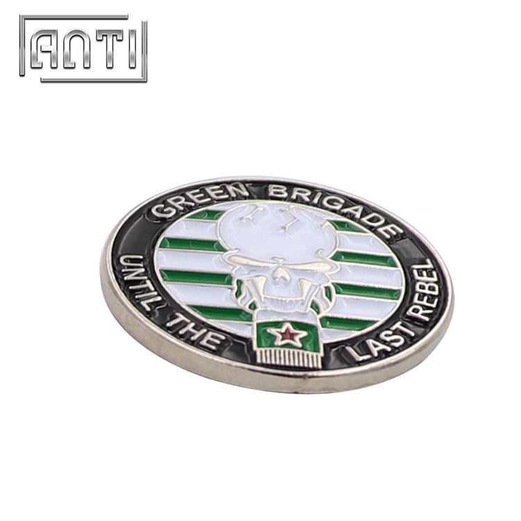 High Quality Green Nickle Badge Skull Lapel Pins Brooch 
