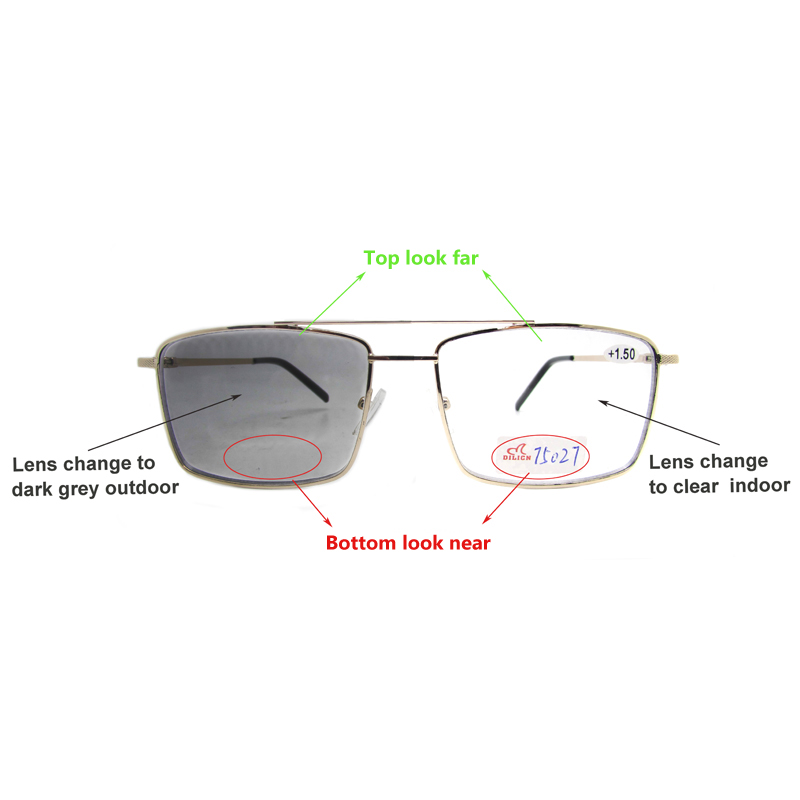 Photochromic bifocal reading glasses