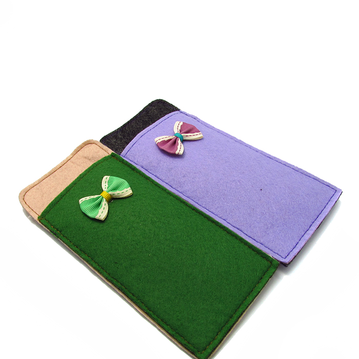 Soft felt pouch case for adult reading glasses bag with strap