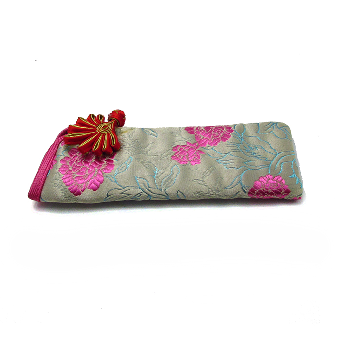 Chinese style glasses case for reading glass with national flowers made of cloth 