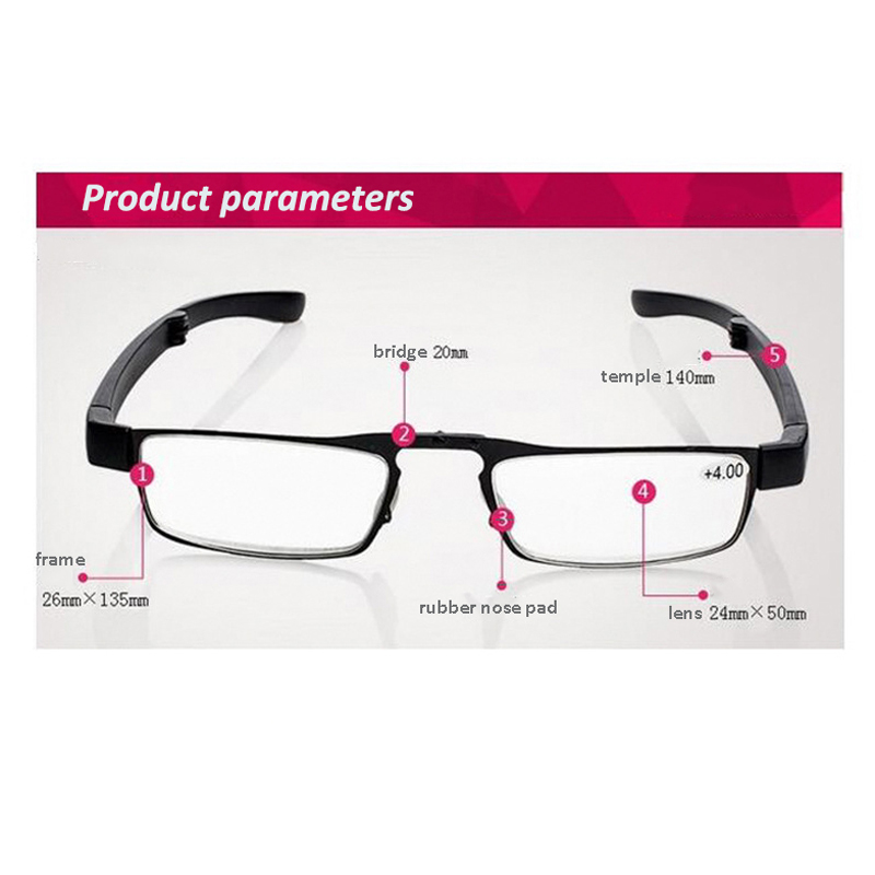 Foldable reading glasses with pouch