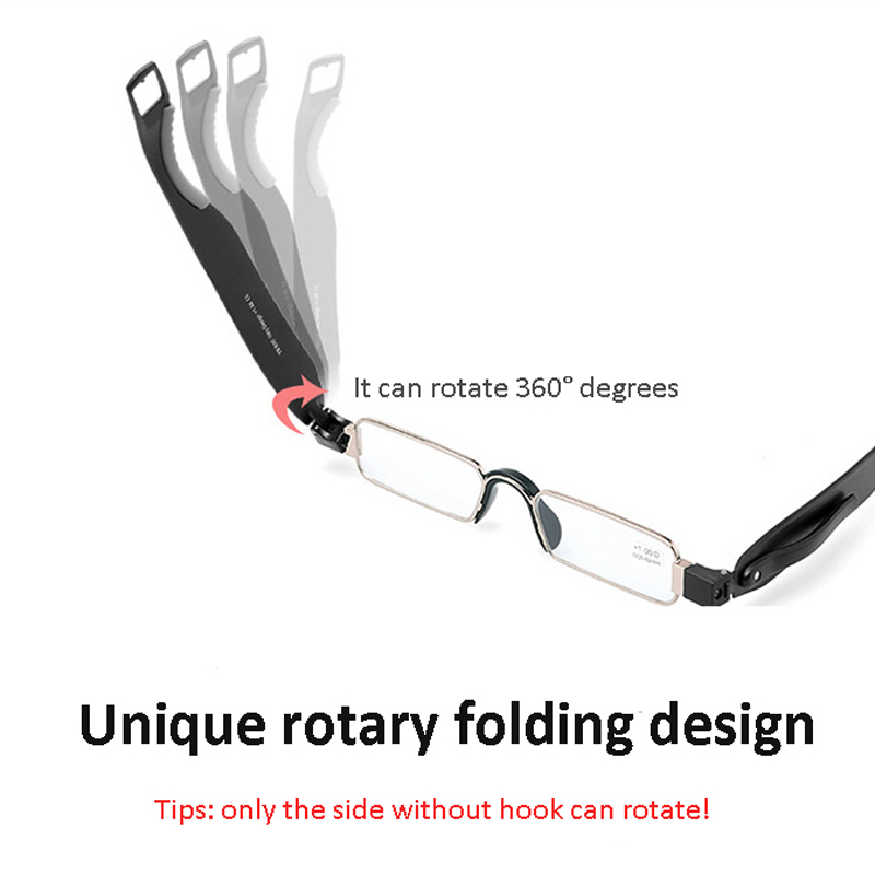 Upgraded 360 Degree Rotation Reading Glasses Ultraportability Mini Slim Folding Eyeglass Spectacles