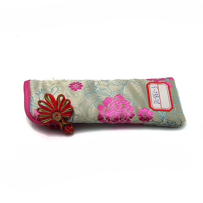 Chinese style glasses case for reading glass with national flowers made of cloth 