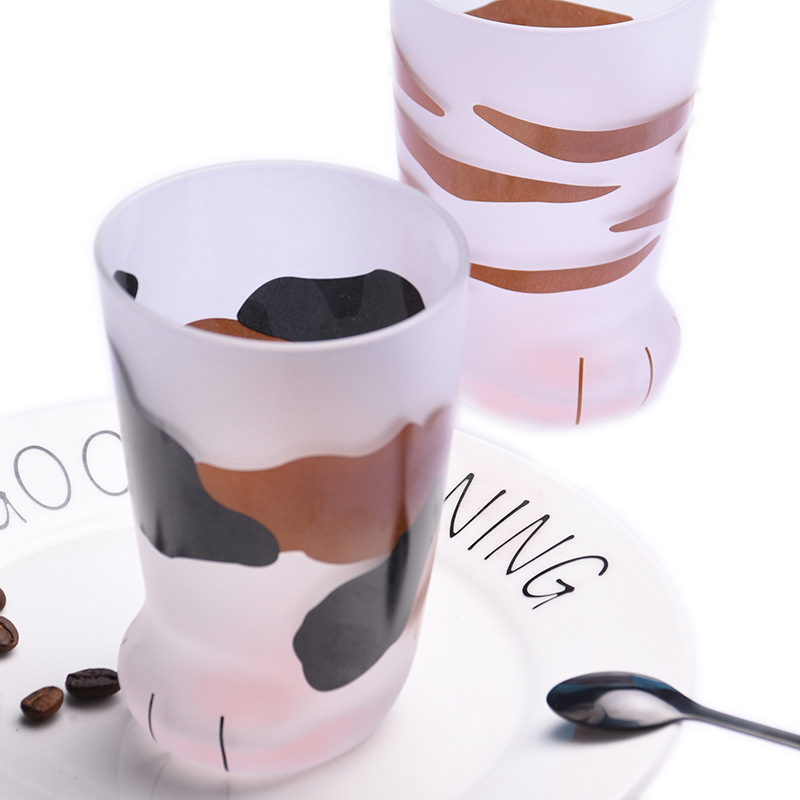 230ml 300ml Creative Cat Paws Frosted Glass Coffee Milk Cup Gift Mug