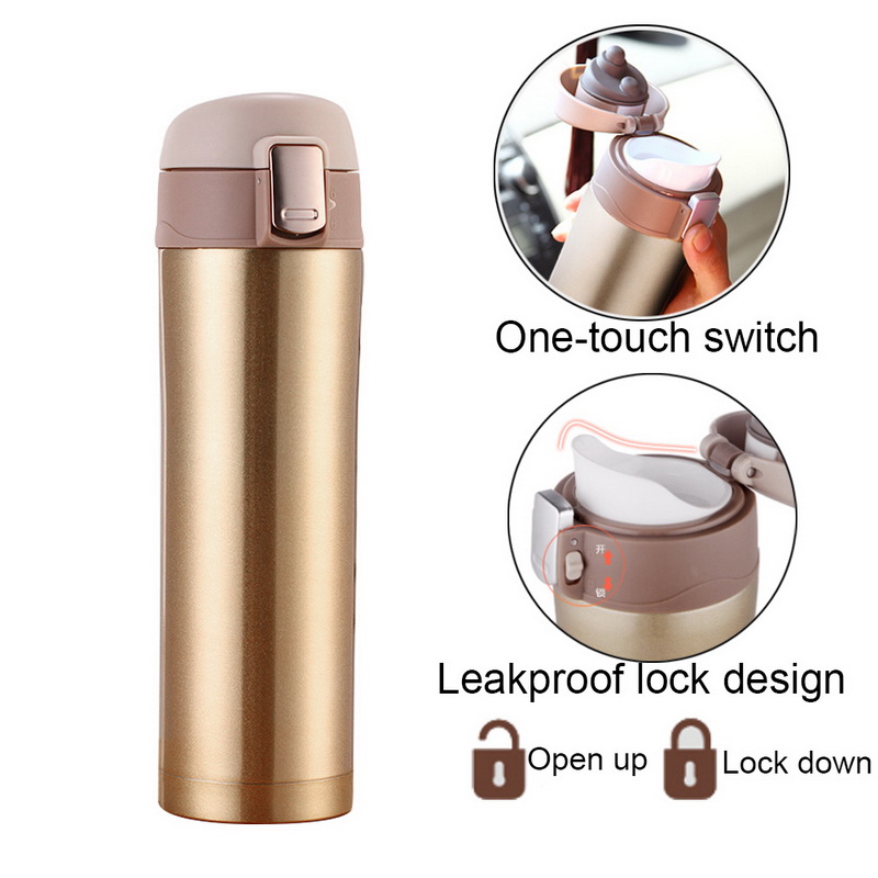 350ml 450ml Double wall leak proof Stainless Steel insulated water bottle with lock design