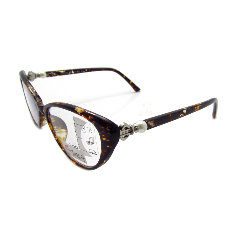 Progressive multifocus TR90 cat eye reading glasses with anti blue light