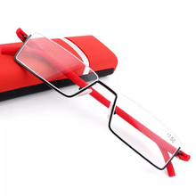 Metal half-frame reading glasses with case