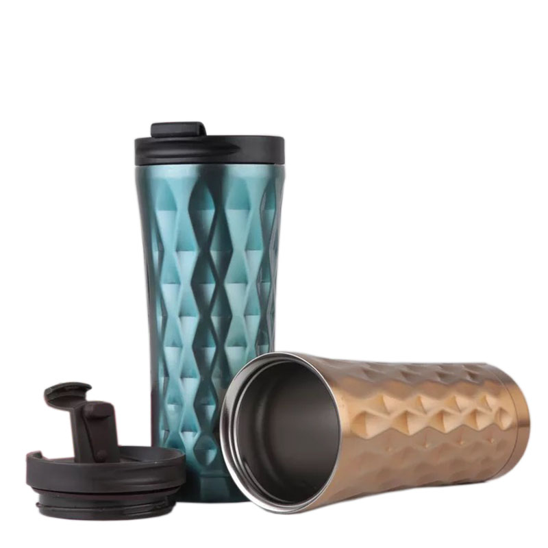 500ml Business Stainless Steel Cup with Lid Double Wall Vacuum Diamond Insulated Water Bottle 