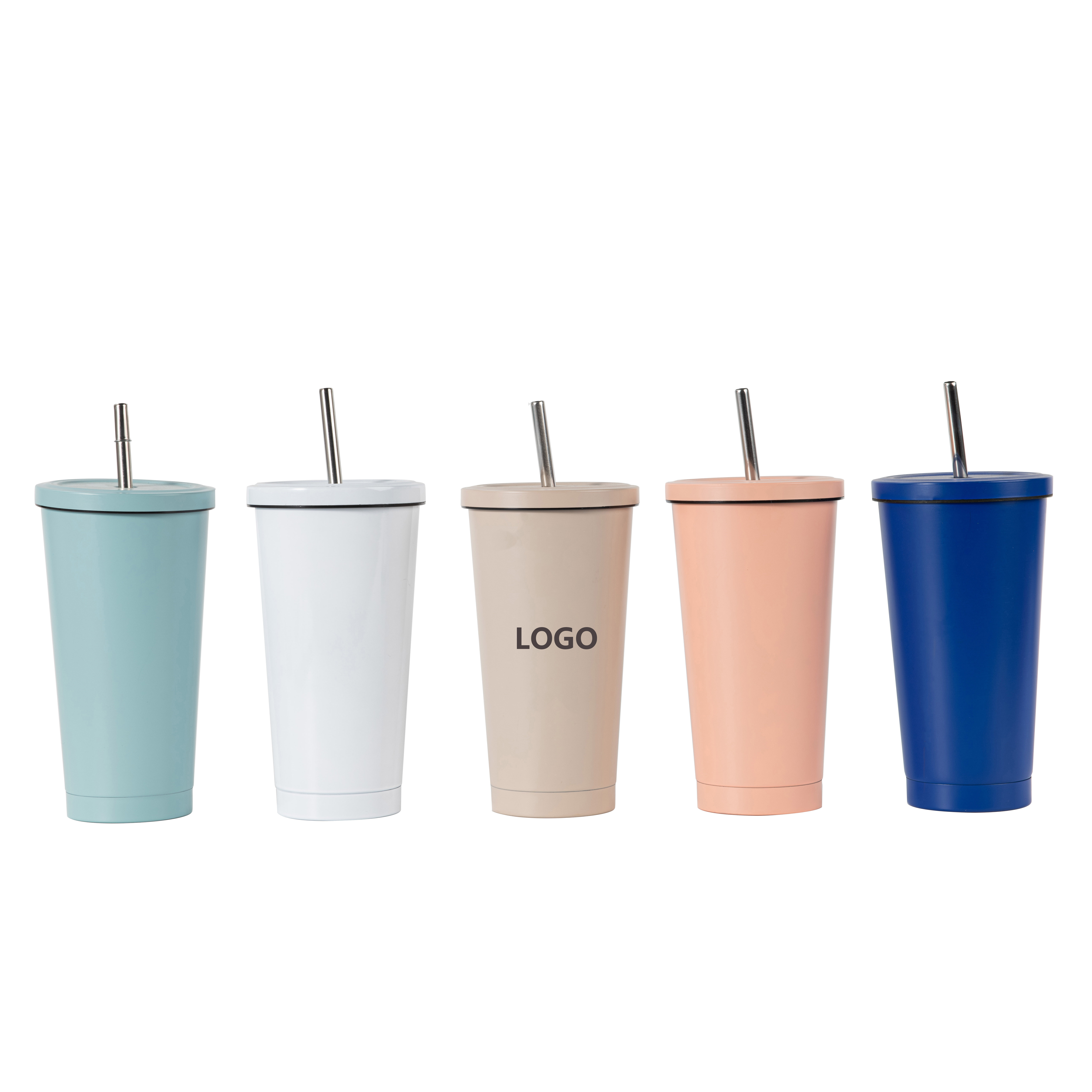 Custom 500ml 750ml Insulated Double Walled Thermal Cups Tumbler Stainless Steel Coffee Mug with Straw