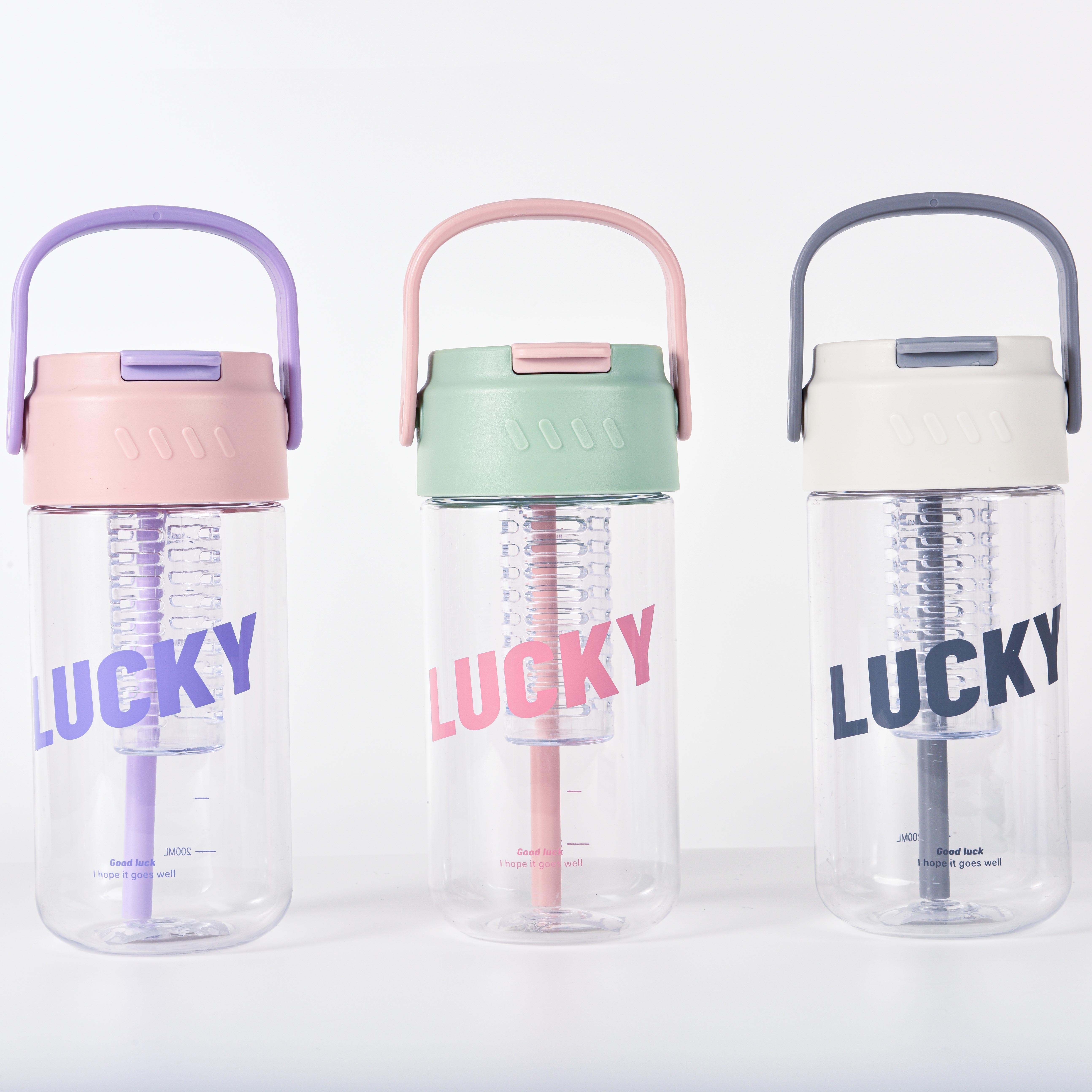 Custom logo portable cute plastic sport clear water bottle with handle