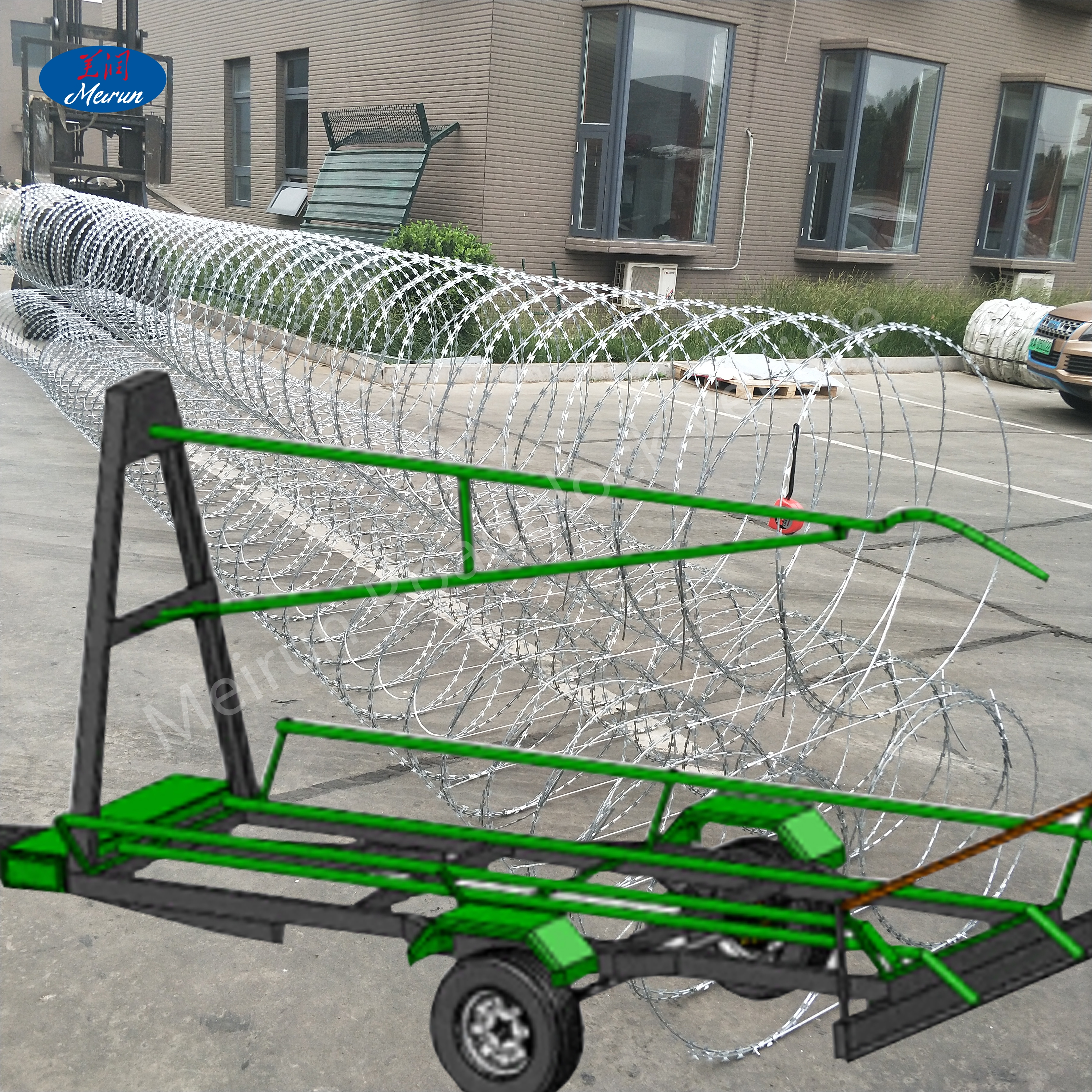 Vehicle Mounted Mobile Riot Control Isolation Fence Concertina Razor Wire Security Defense Barrier 