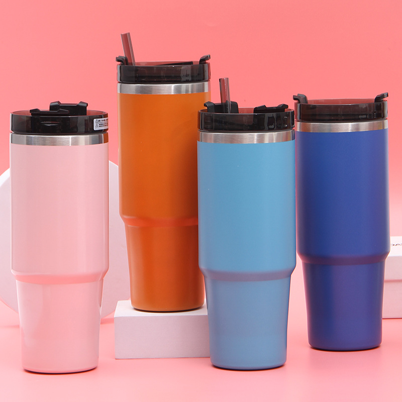 20oz 30oz Stylish Insulated Stainless Steel water Bottle printed mental straw thermos Tumbler