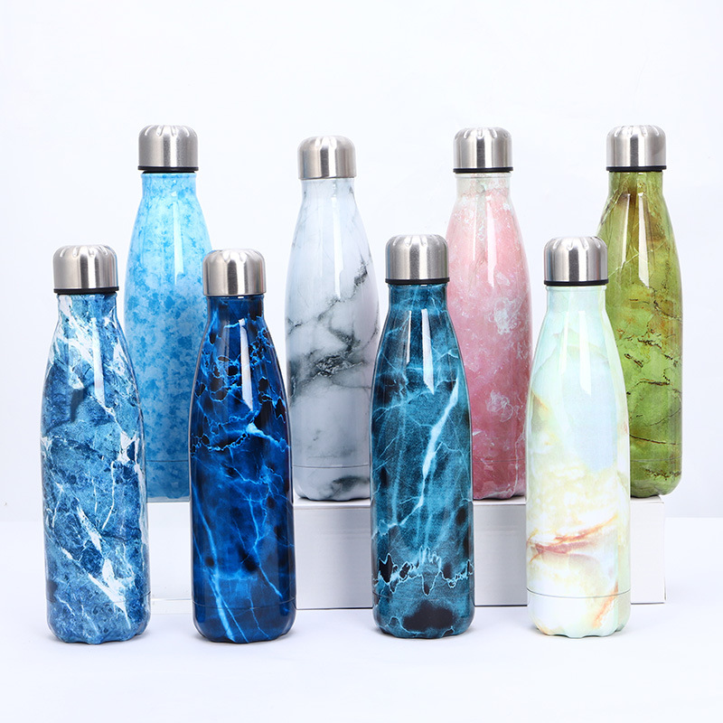 500ml High Quality Custom Marbling Printed Double Wall Stainless Steel Water Bottle
