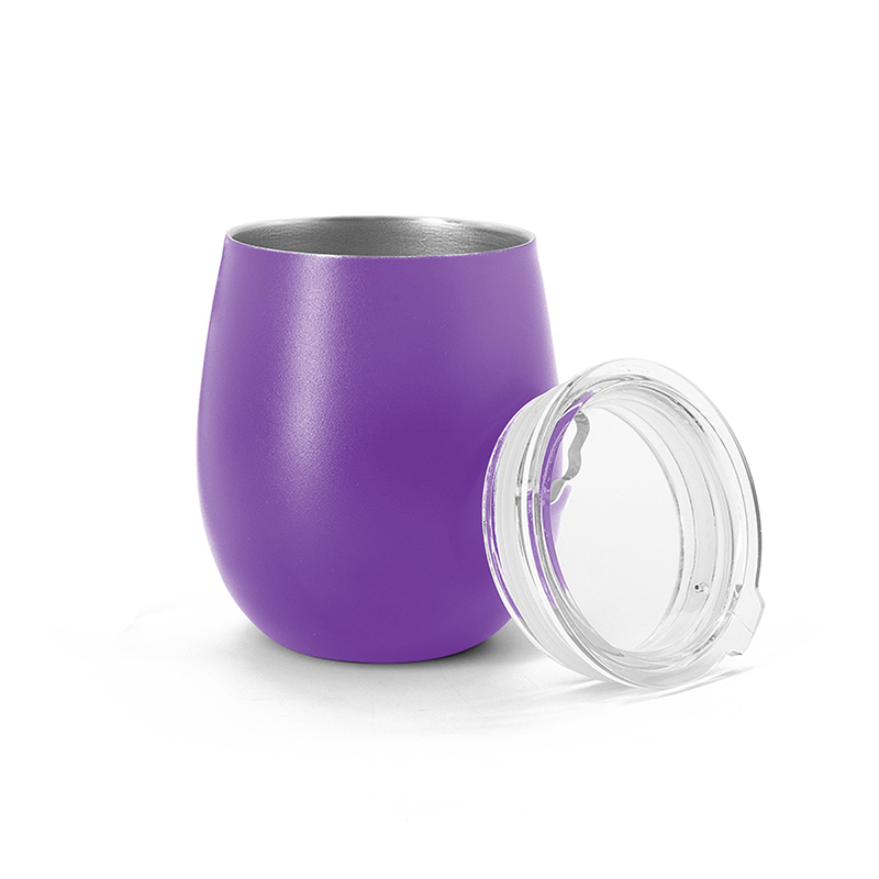 8oz stainless steel tumbler egg shaped double wall insulated wine tumbler cup with lid
