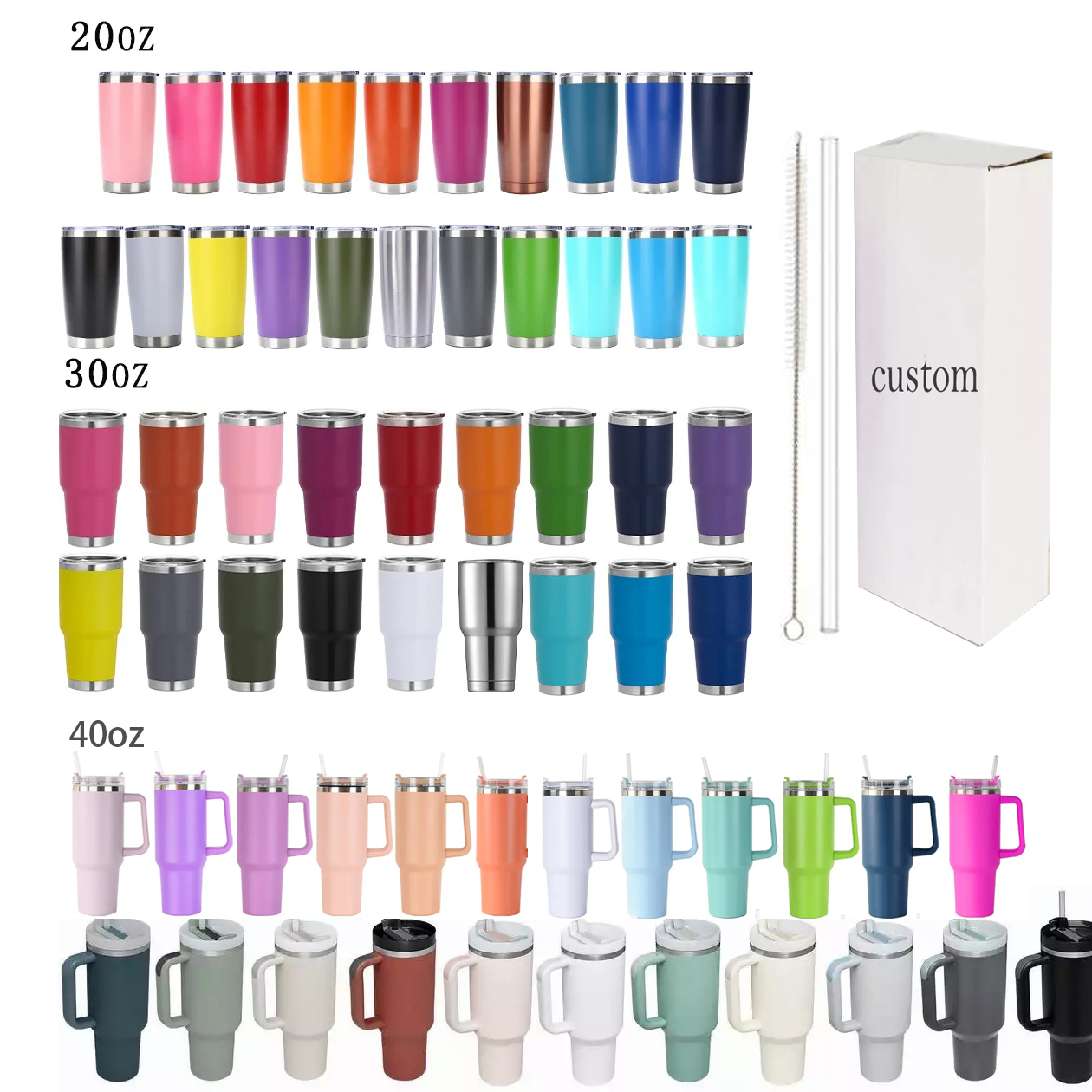30oz High Quality Insulated Tumblers with Lid Portable Stainless Steel Cups Thermos Water Bottle