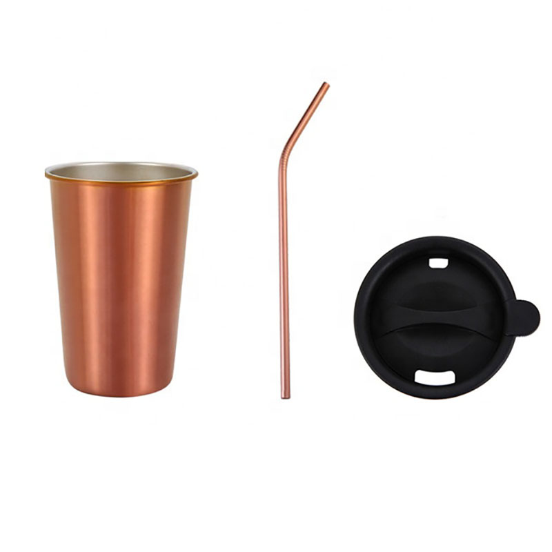 500ml New style Stainless Steel thermos cup Travel mental mug with lid and straw