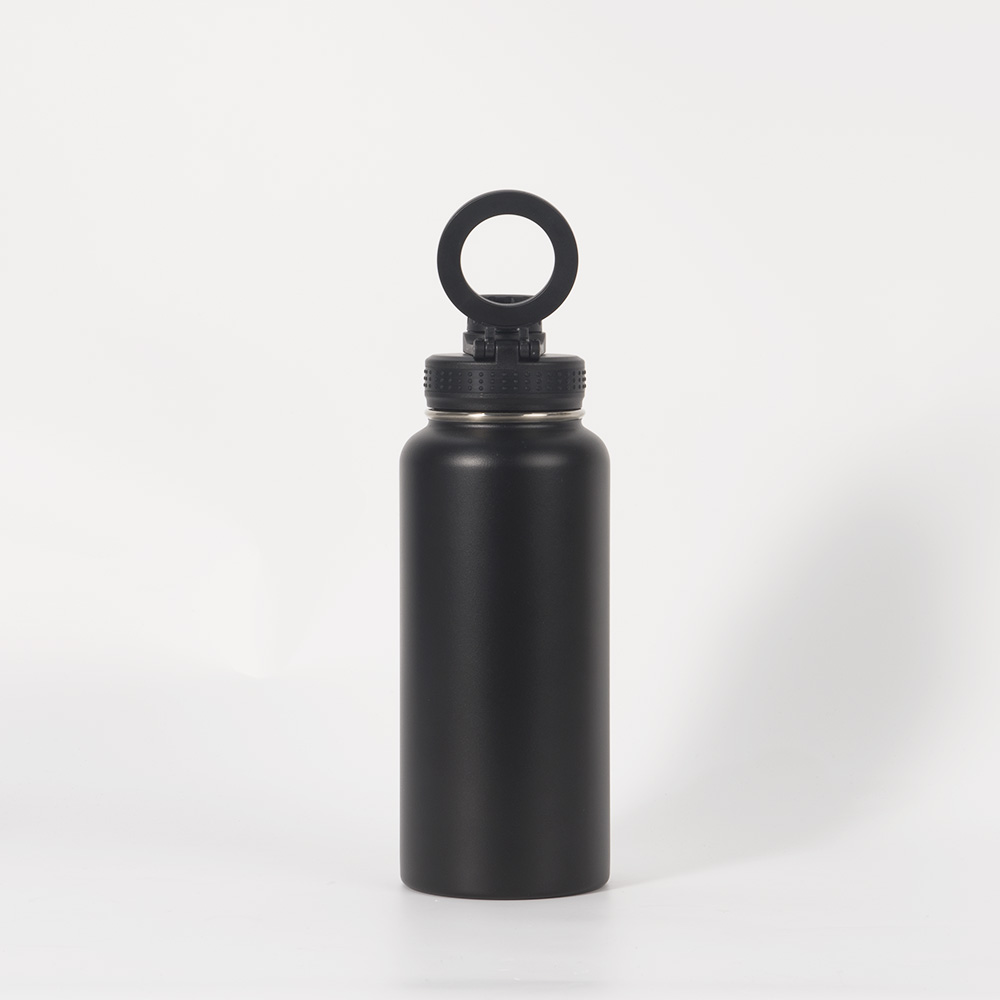 Custom Insulated Powder Coated Magnetic Lid Thermos Magnet Water Bottle With Phone Holder