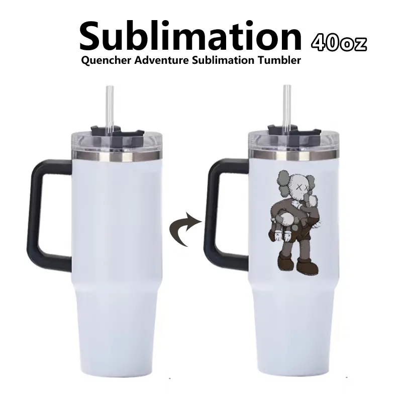 40oz SS304+SS201 Vacuum Insulated Stainless Steel Tumbler with Handle Straw Lid Powdered Coated 