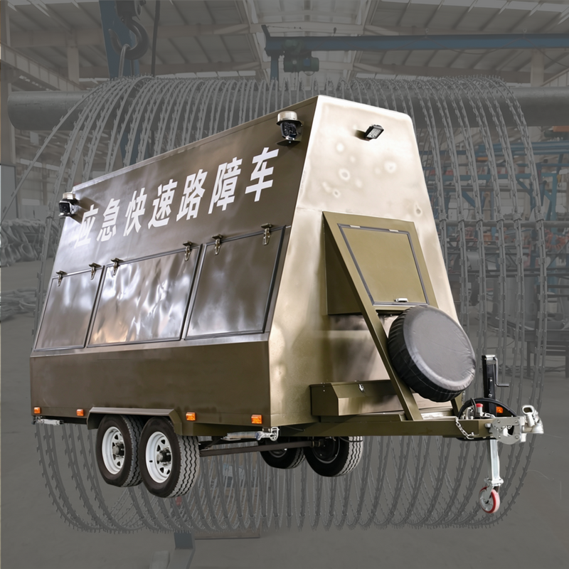 Modern Mobile Barricade Trailer Designed for Razor Wire Fence Deployment 