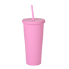 24oz Hot Sell Colorful Double Wall Plastic Straw Tumbler Bpa Free New Design Coffee Mug