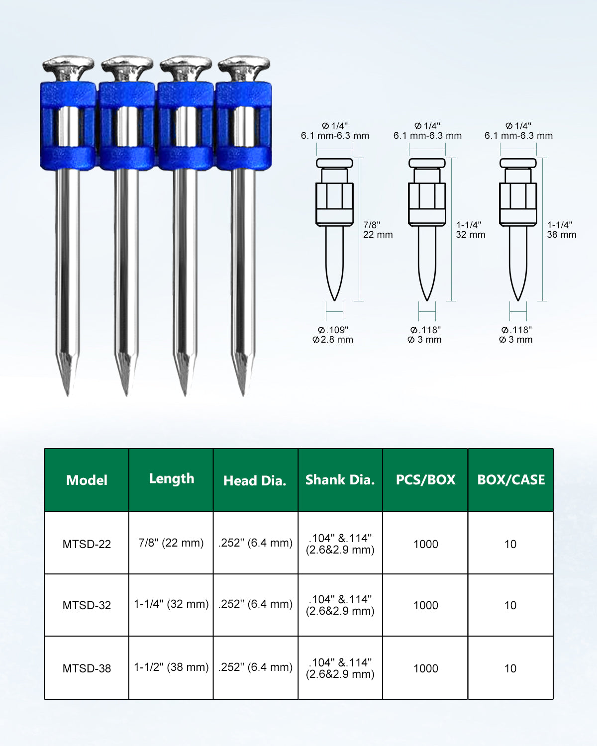 बन्धन के लिए औद्योगिक कंक्रीट कीलें