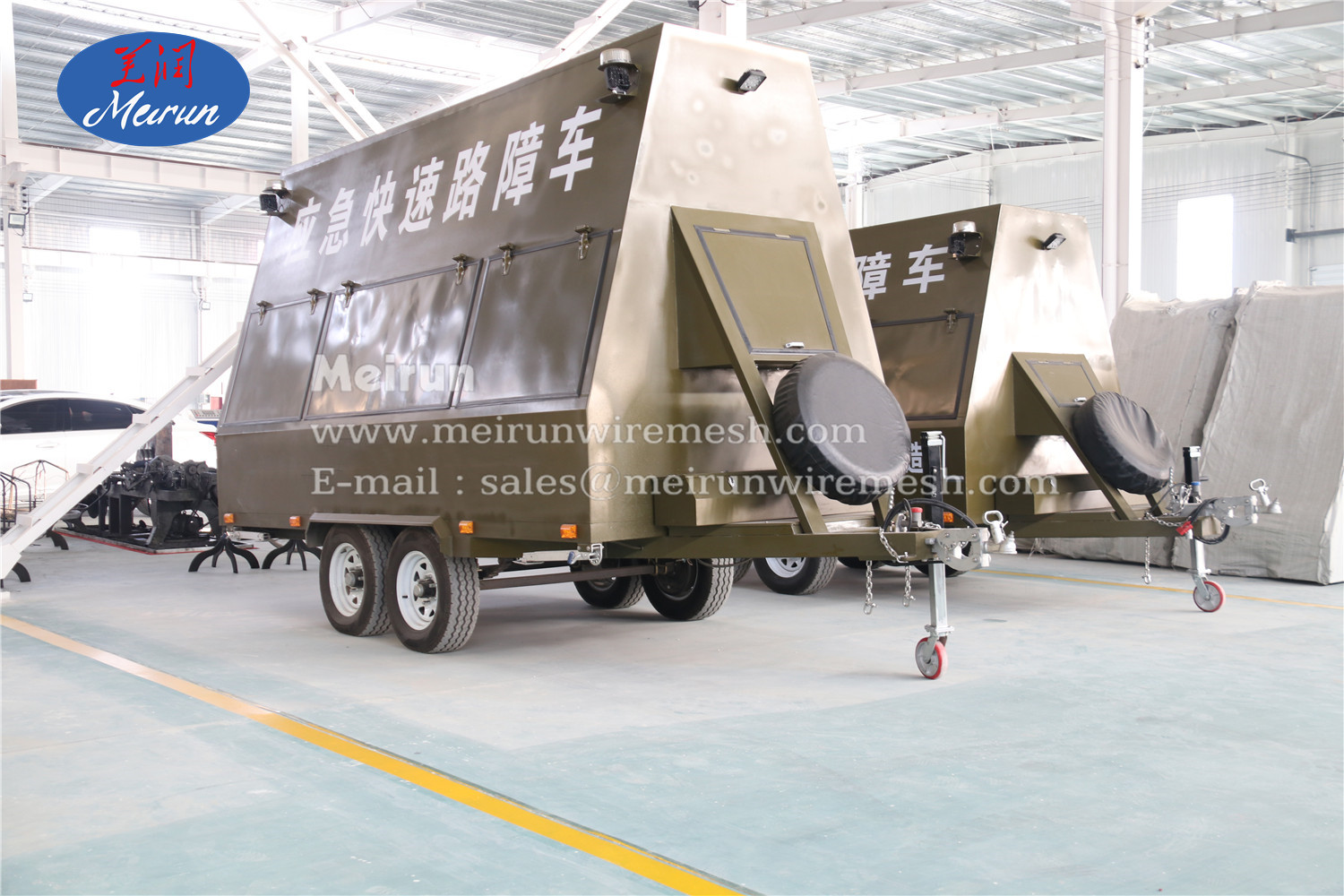 Mobile Security Barriers-Razor Wire Rapid Deployment Trailer with Automatic Recovery Function