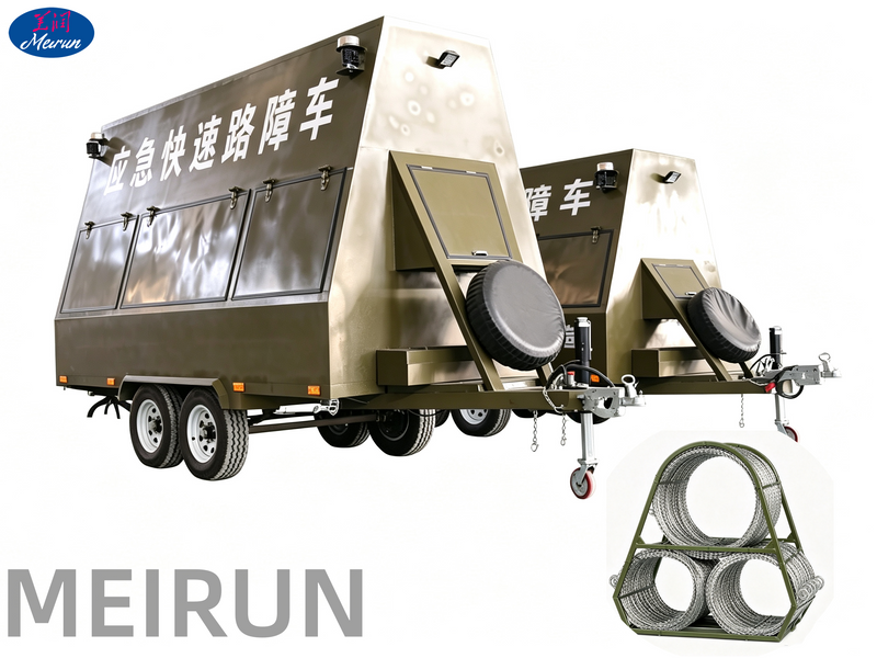 Mobile Security Barriers-Razor Wire Rapid Deployment Trailer with Automatic Recovery Function