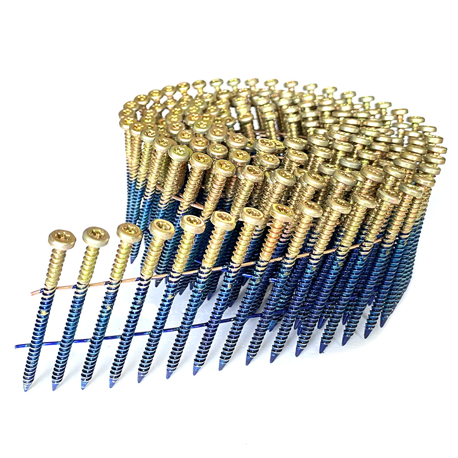 2-1/4 In. x .113 In. 15 Degree Wire Coil Torx Head Drive Nail Screws 2-1/4 بوصة. × .113 بوصة. 15 درجة سلك لفائف توركس رئيس محرك مسامير الأظافر