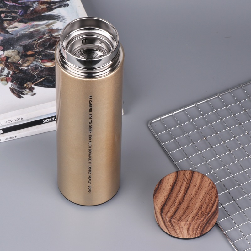 Wooden Lid Thermos Bottle 