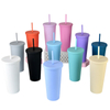 24oz Hot Sell Colorful Double Wall Plastic Straw Tumbler Bpa Free New Design Coffee Mug