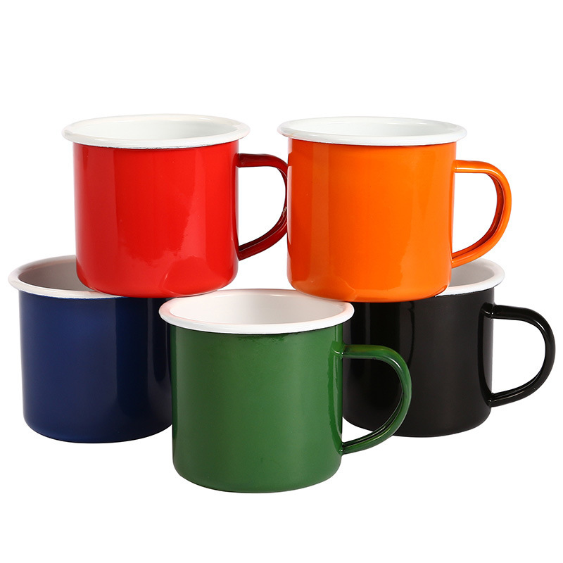 350ml 450ml Personailzed Color Printing Travel Camping Enamel Mug with Handle