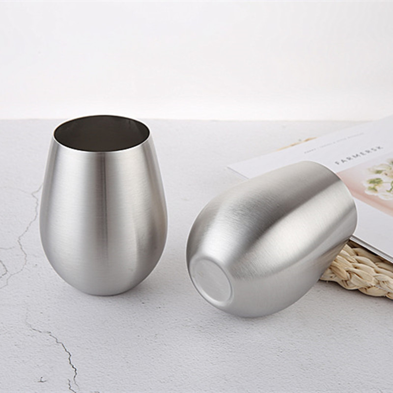 18oz Stainless Steel Wine Tumbler Custom Single Wall Coffee Mug Insulated Egg Shaped Cup