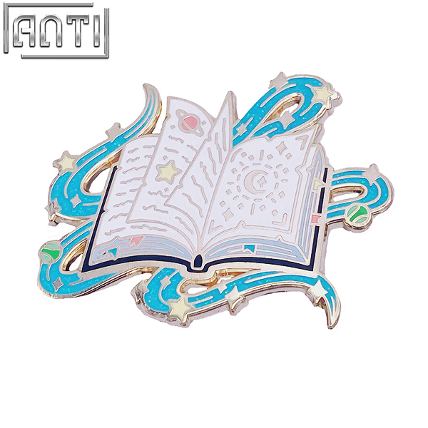 Custom Cartoon Magic Book Lapel Pin Art Excellent Design Beautiful Blue Magic Power Gold Metal Hard Enamel Badge For Friend Gift