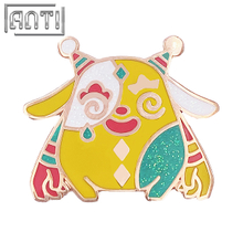 Custom Cartoon Cute Clown Design Lapel Pin Little Monsters Series White Green Glitter Hard Enamel Gold Metal Badge For Gift